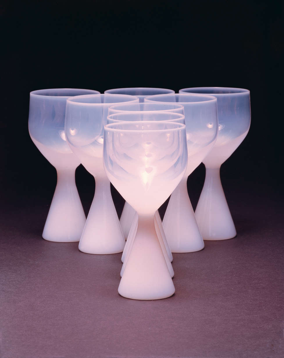 Cocktail glasses and various vases